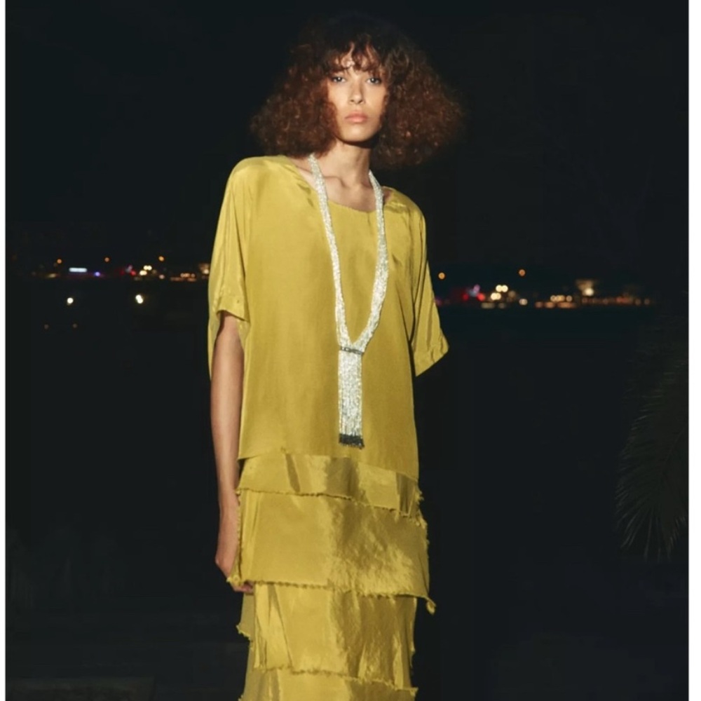 Brand New Zara Yellow/Green Maxi Dress